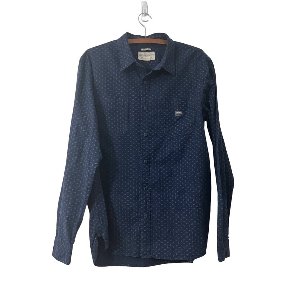 Denim Supply Ralph Lauren Mens Blue Floral Print Long Sleeve Button Shirt XL